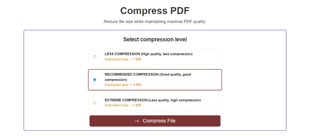 levels of compression