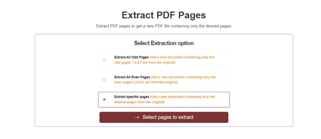 Selecting Pages to Extract